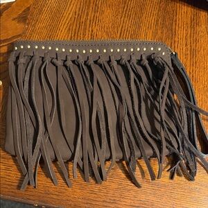 Patricia Nash Dark Brown Fringe Wristlet Clutch